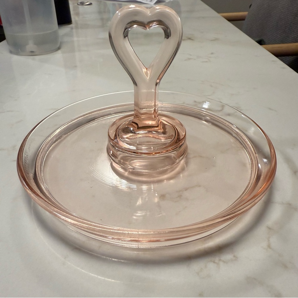 1930’s Pink Depression Glass Trinket Dish/Heart